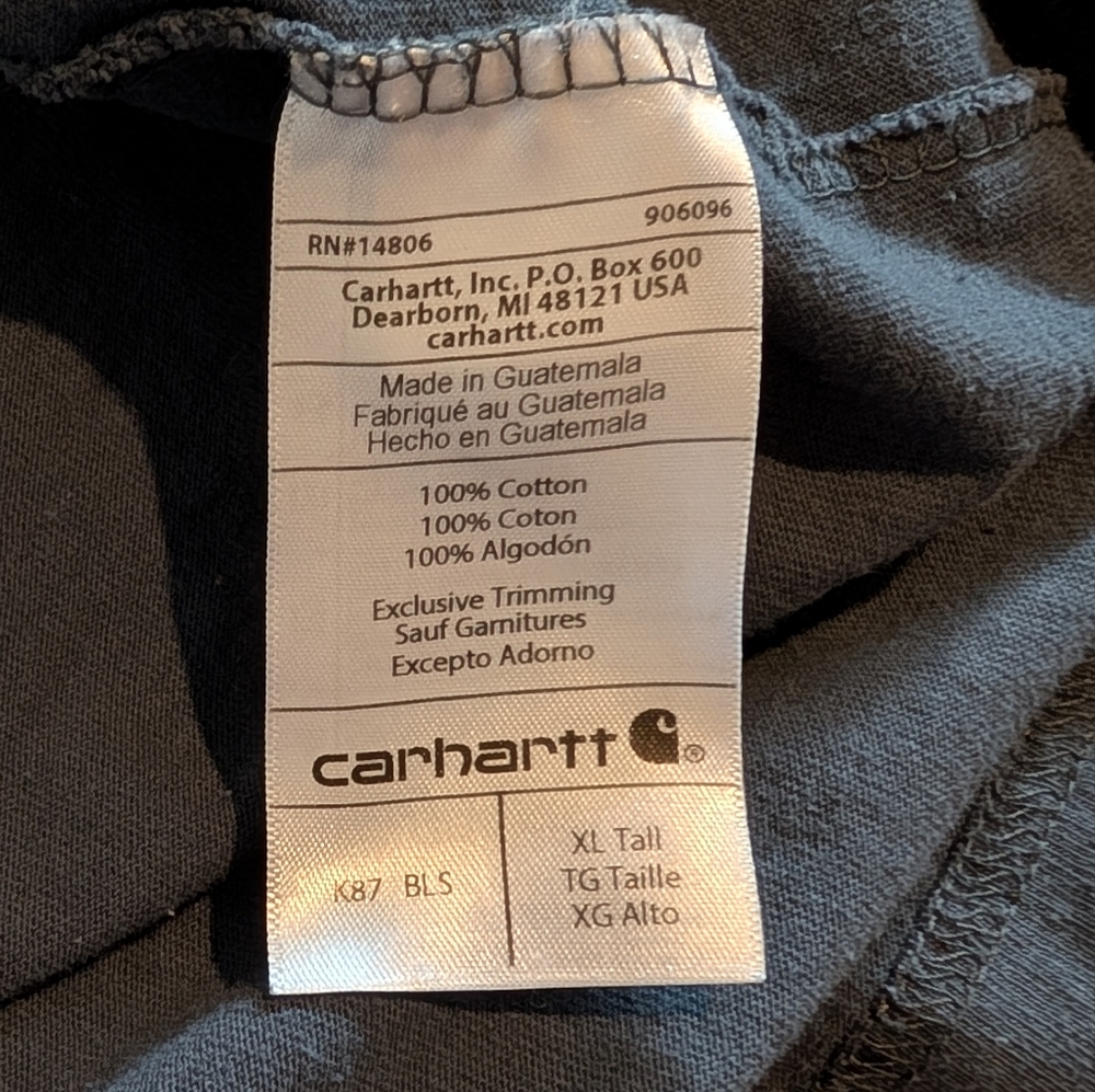 Carhartt Men's Slate Blue Pocket T-Shirt XL Tall - Picture 5 of 8